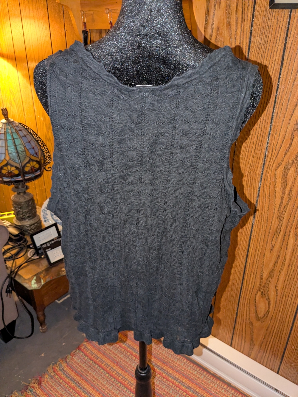 Old Navy Black Sleeveless Knit Tank with Button Placket - Picture 2 of 4